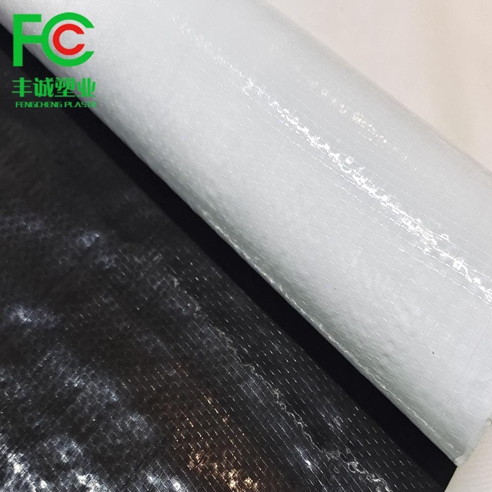 Black white woven film plastic greenhouse sheeting cover light deprivation blackout tarpaulin