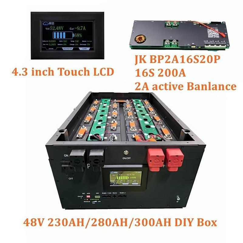 Solar Battery case kit Metal box 16s active balance  48V 24V 280AH 300AH 15kw lithium battery box with smart BMS