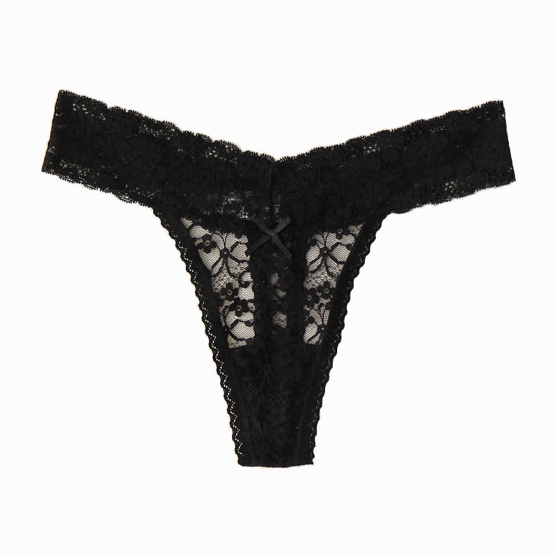 Sexy Breathable Solid Transparent Lace Thong Women's Soft G String Panties