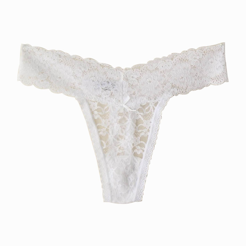 Sexy Breathable Solid Transparent Lace Thong Women's Soft G String Panties