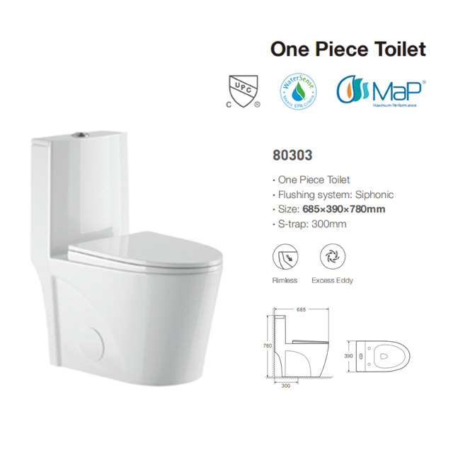 CUPC American Toilets Elongated Modern Western One Piece Toilet Floor Mounted