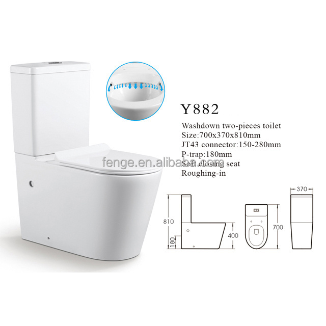 European style sanitary ware back to wall toilet rimless flush big size two piece water closet