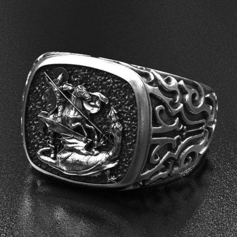 Hot Punk Cool Male Finger Ring Silver Metal Vintage Knight Rings Ancient Roman Soldier Malone Ring