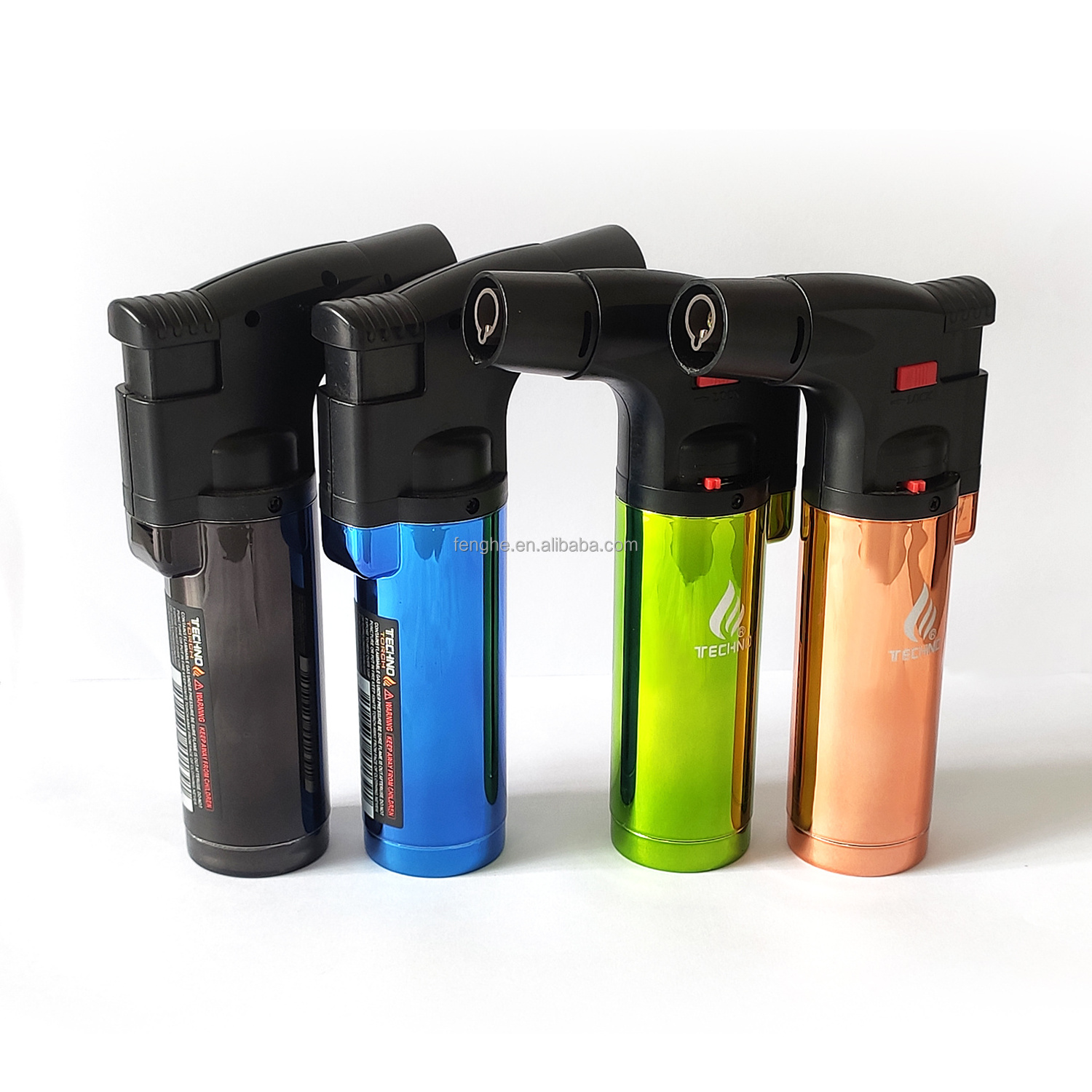 Custom Big Cigar Jet Lighter Torch FH-906 Electronic Butane Gas Ignition Rubber Paint Plastic Lighter for Outdoor Use