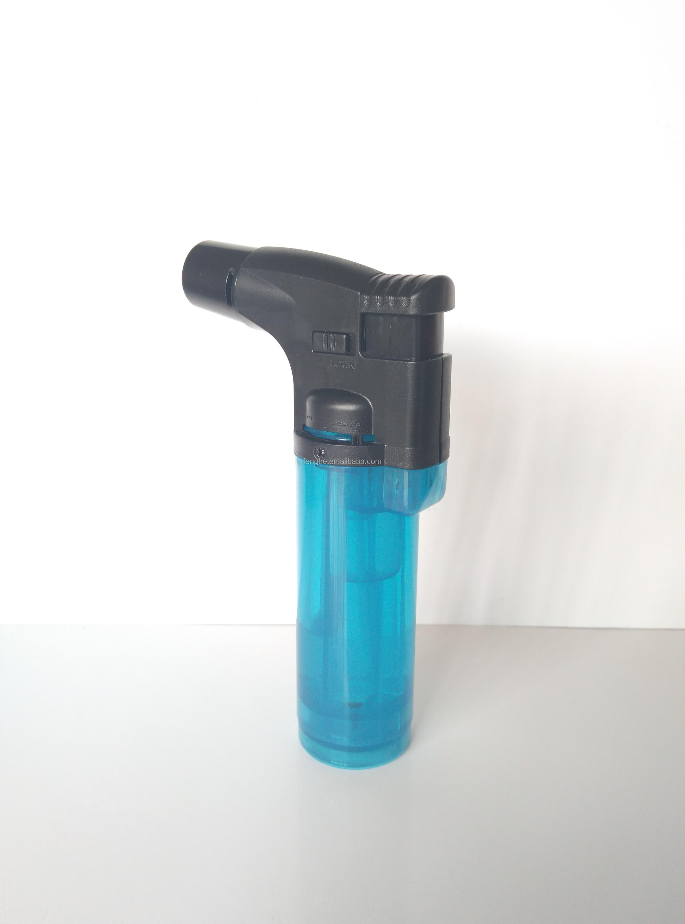 New Fashionable Strong Windproof Inflatable Torch Lighter Direct Impact Spray Gun Rechargeable Plastic with Logo Packing