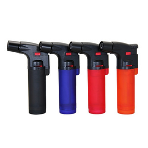 New Fashionable Strong Windproof Inflatable Torch Lighter Direct Impact Spray Gun Rechargeable Plastic with Logo Packing