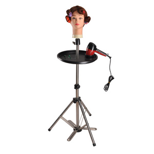 Head Metal Tripod Stand Wigs Mannequin Heads Adjustable Height Stable