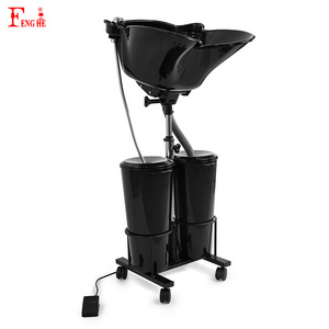 T0142-C Professional Salon furniture adjustable  portable hair shampoo basin bowl sink with wheels