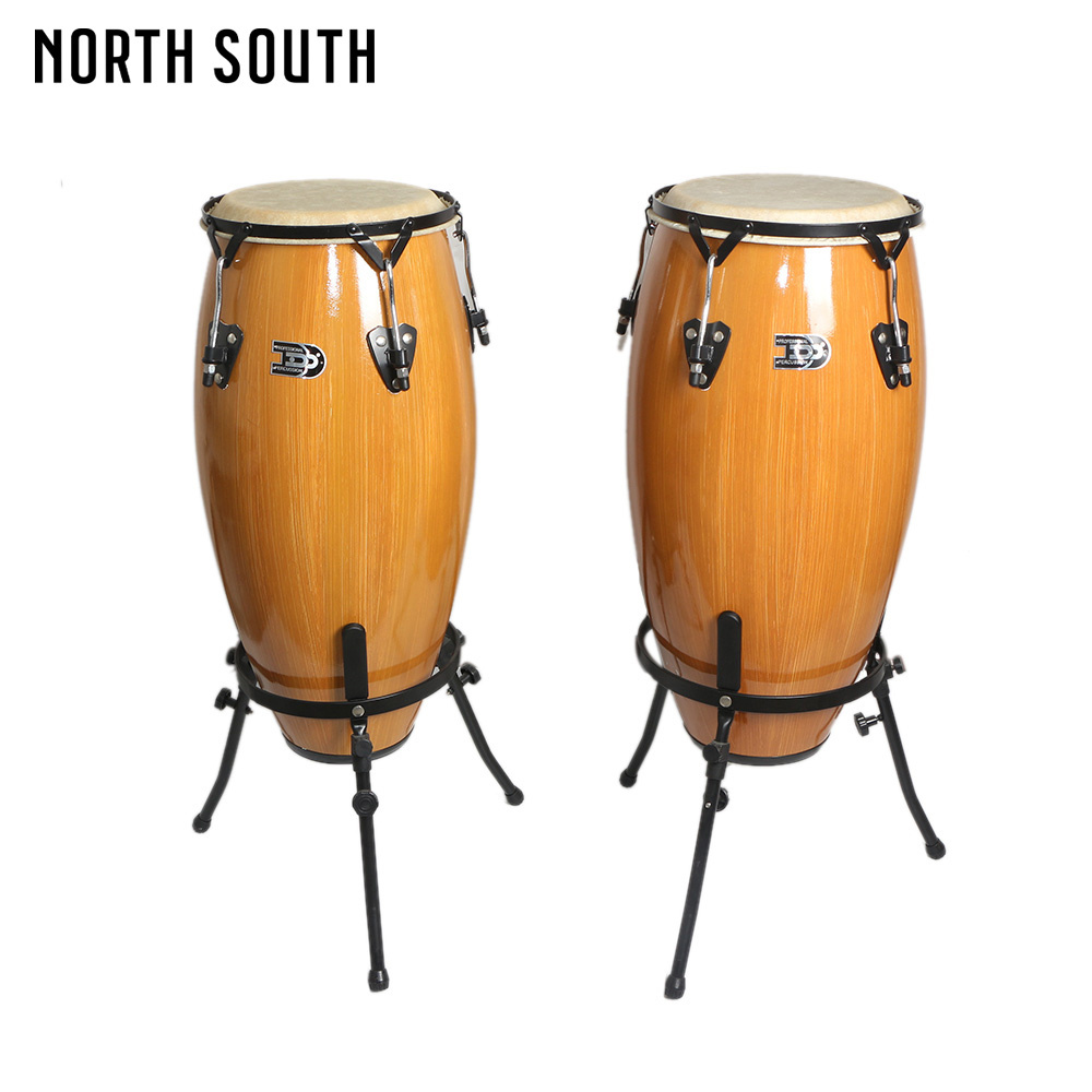 Hot Selling Wood Color Musical Percussion Instrument Goat Skin Maple Congas Drum Set With Stand