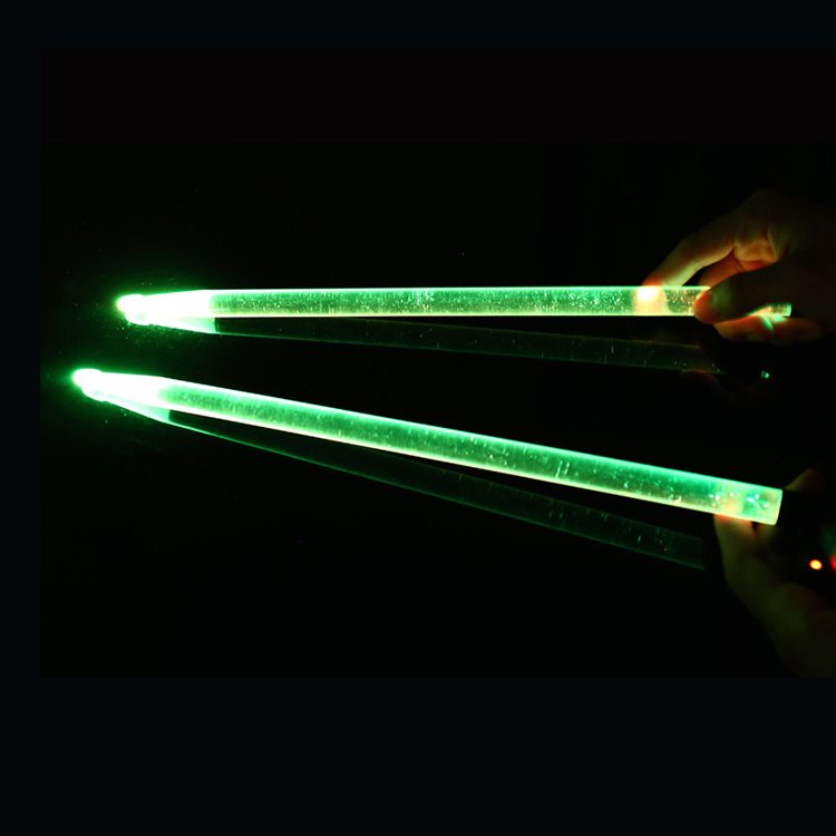 Percussion accessories Acrylic Light Up Drum sticks plastic led drum sticks colorful