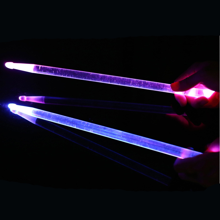 Percussion accessories Acrylic Light Up Drum sticks plastic led drum sticks colorful