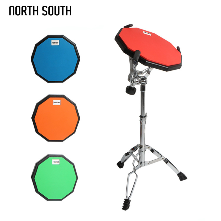 High Quality Multi Color 10/12 Inches Drum Practice Pad With Drum Stand