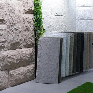 light weight indoor outdoor exterior pu stone panel artificial faux  culture rock PU stone wall panel