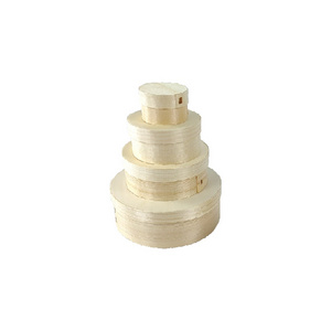 Eco friendly round wood cake packaging design biodegradable food container wood box