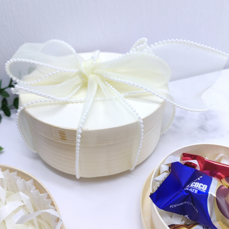 Eco friendly round wood cake packaging design biodegradable food container wood box