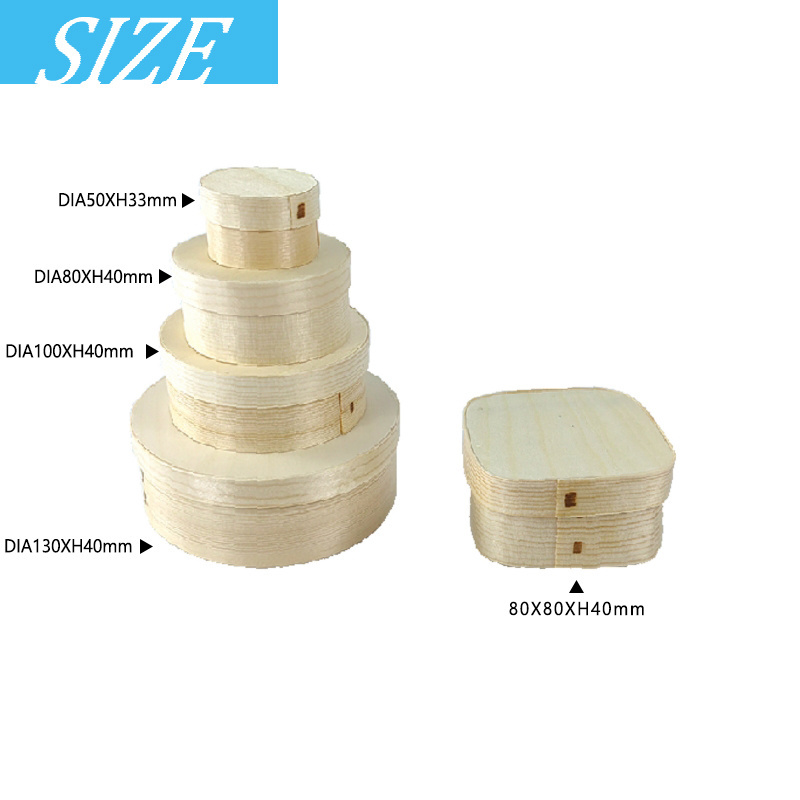 Eco friendly round wood cake packaging design biodegradable food container wood box