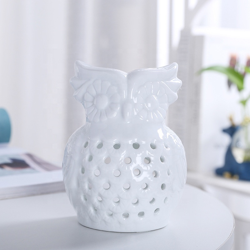 White Owl Ceramic Wax Warmer Tea Light Diffuser Essential Oil Burner Tealight Wax Melt Warmer Fragrance Oil Burner Candle Burner