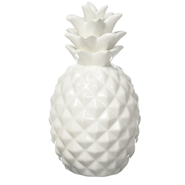 Custom Christmas gifts white home decoration ceramic pineapple decorations for home