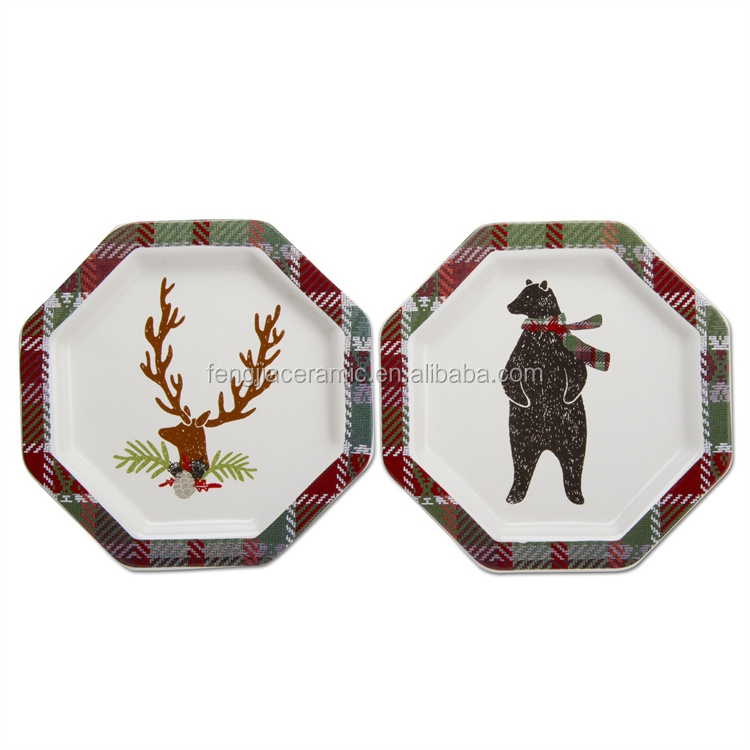 Christmas design appetizer cake ceramic plate