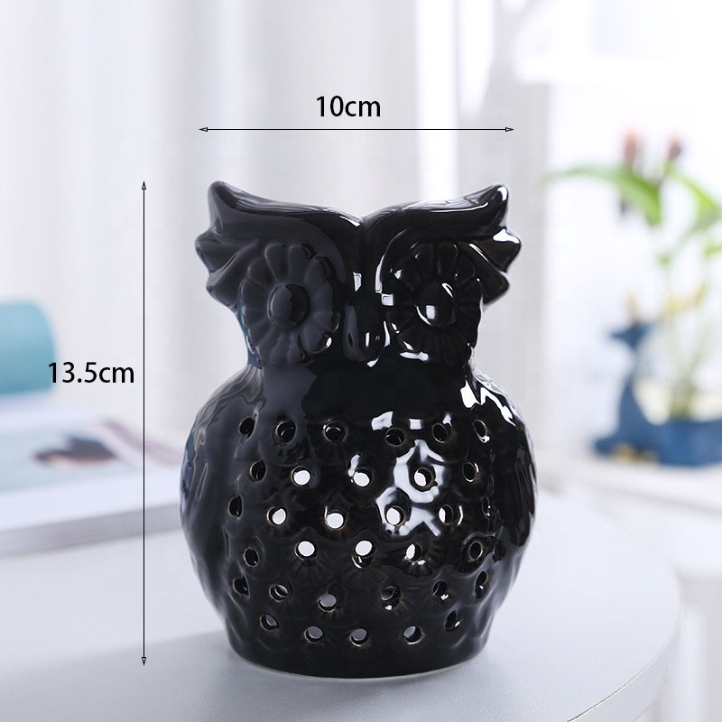 White Owl Ceramic Wax Warmer Tea Light Diffuser Essential Oil Burner Tealight Wax Melt Warmer Fragrance Oil Burner Candle Burner