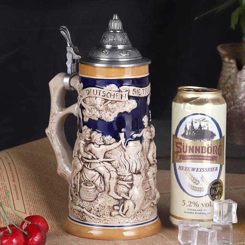 1.0L cheap Beer Steins With Lid Germany Beer Mug Oktoberfest Muchen Germany Oktoberfest Tankard Eagle Bierkrug Drinking Glass