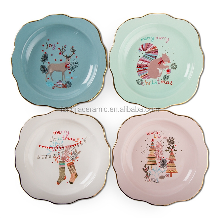 Christmas design appetizer cake ceramic plate