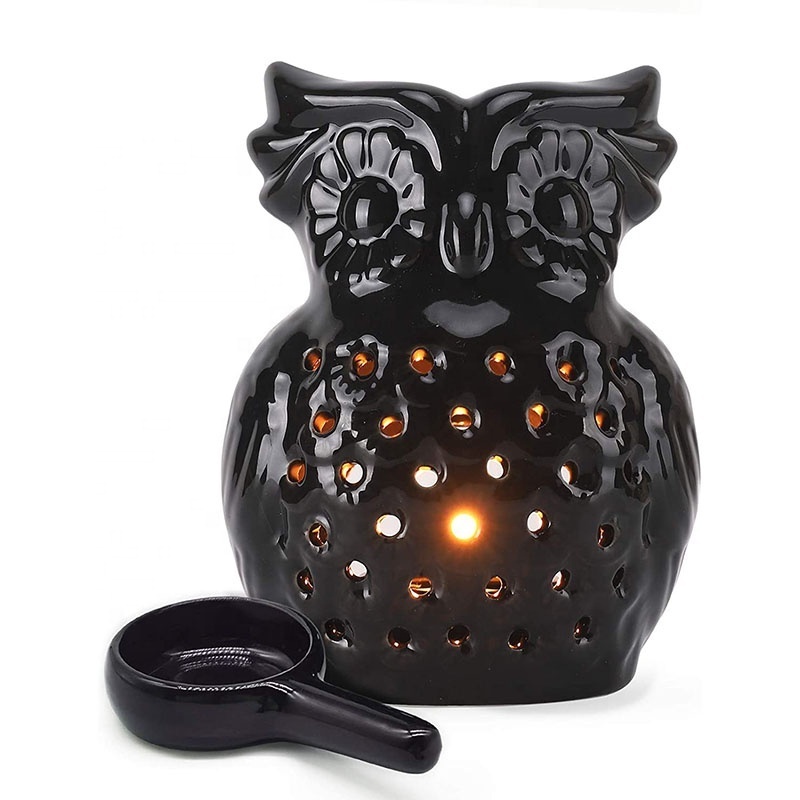 White Owl Ceramic Wax Warmer Tea Light Diffuser Essential Oil Burner Tealight Wax Melt Warmer Fragrance Oil Burner Candle Burner