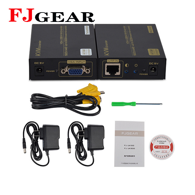 FJGEAR KVM Extender 300 meters for VGA/USB  portKVM extender usb 300m VGA,SVGA,XGA,UXGA