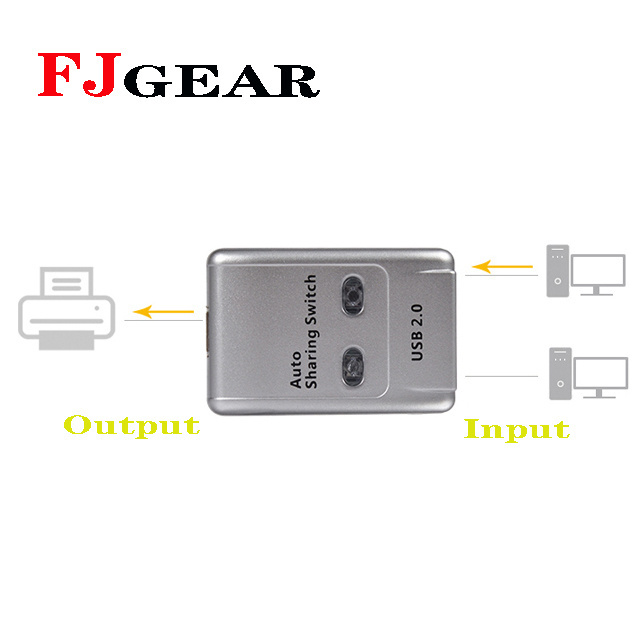 FJGEAR hot selling  durable and high quality  2 computer share 1 printer device usb 2.0 auto sharing switch