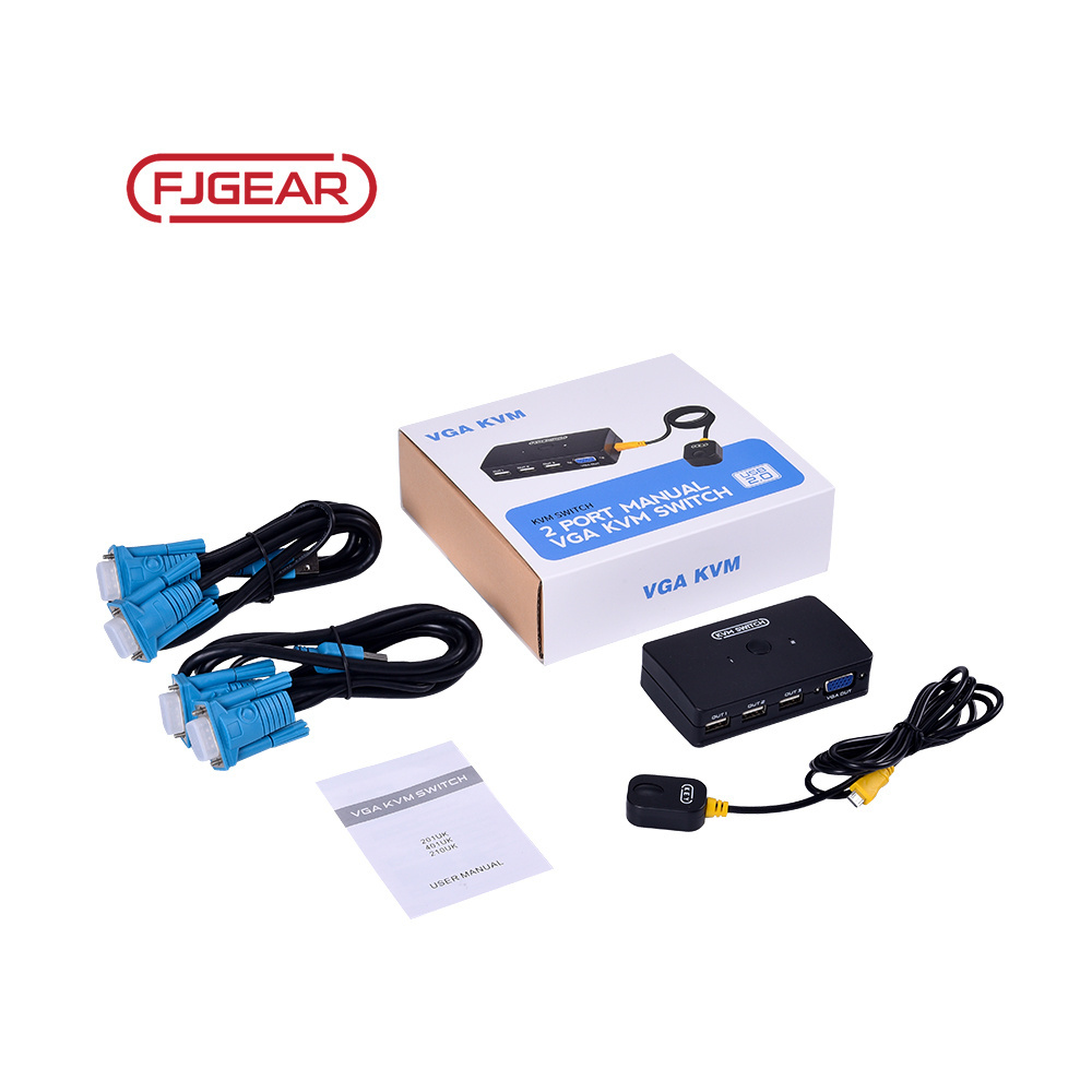 FJ-210UK fjgear 2 port auto vga video switch over ip hd uhd 4k hdmi ethernet vga kvm switch