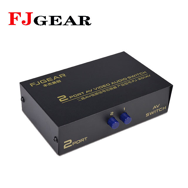 FJGEAR ,high quality and  durable   DVD 2 port av video audio switcher 2 input 1 output av switch