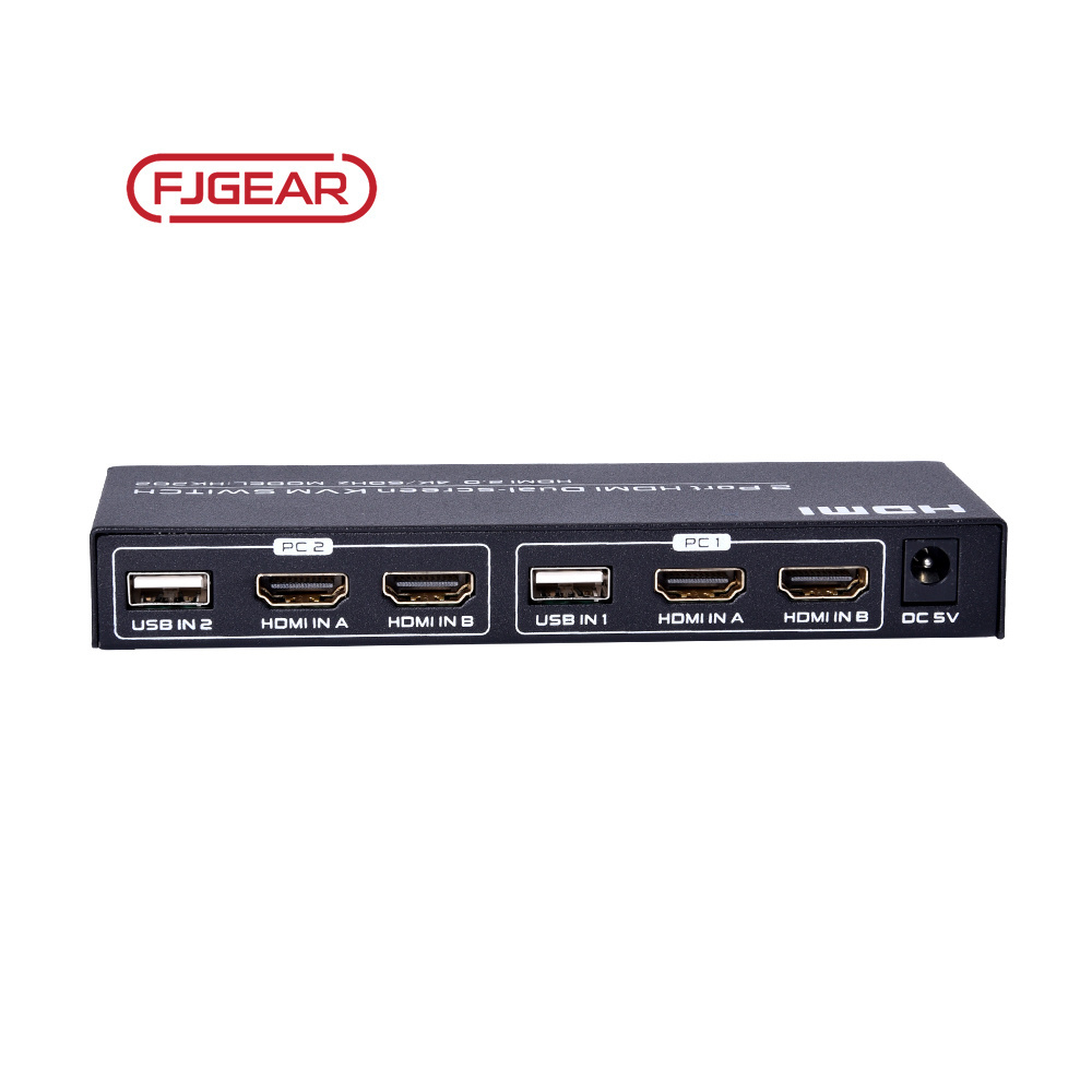 FJ-HK202 Fjgear 4k hdmi kvm dual screen switch 2 computers share s mouse and keyboard and 2 monitors 3840*2160/60hz