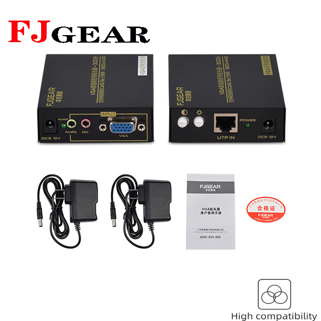 FJGEAR 1 pair VGA Extender up to 300m VGA adapter over IP vga extender cat5/5e audio and video signal transmission extender