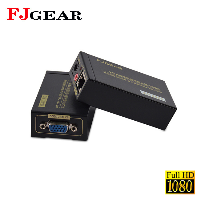 FJGEAR  factory audio and video 1080P signal VGA Extender 100m vga extender cat5 vga extender usb