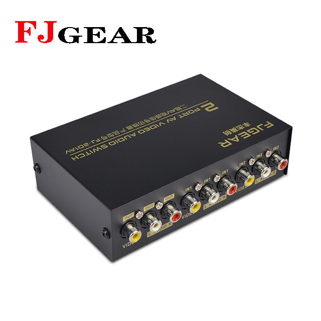 FJGEAR ,high quality and  durable   DVD 2 port av video audio switcher 2 input 1 output av switch