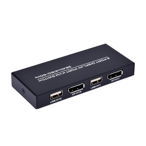 FJ-DK201 Fjgear 2 way DP kvm switch 2 in 1 out 2 hosts share a computer plug and play with metal case 4k usb2.0