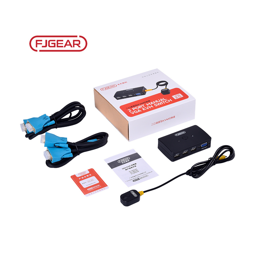 FJ-210UK fjgear 2 port auto vga video switch over ip hd uhd 4k hdmi ethernet vga kvm switch