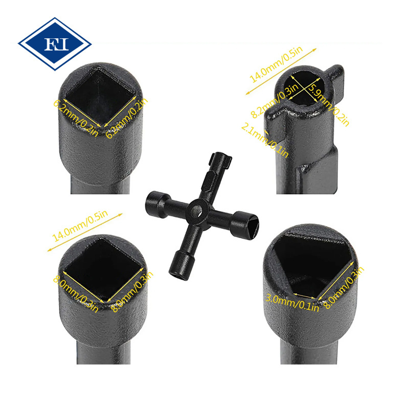 12 28 36 60 Inch Reinforced Steel Curb Box Main Water Meter Valve Wrench Shut Off Tool with 4 Way Control Cabinet Cross Key