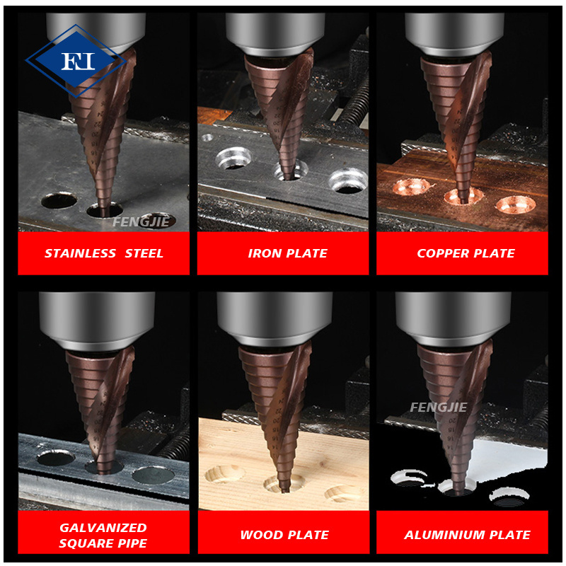 3Pcs Sets Twist Drill Bit HSS Straight Groove Hex Shank Titanium Coated Step Drill Bit Steel Wood working Wood Metal Drilling