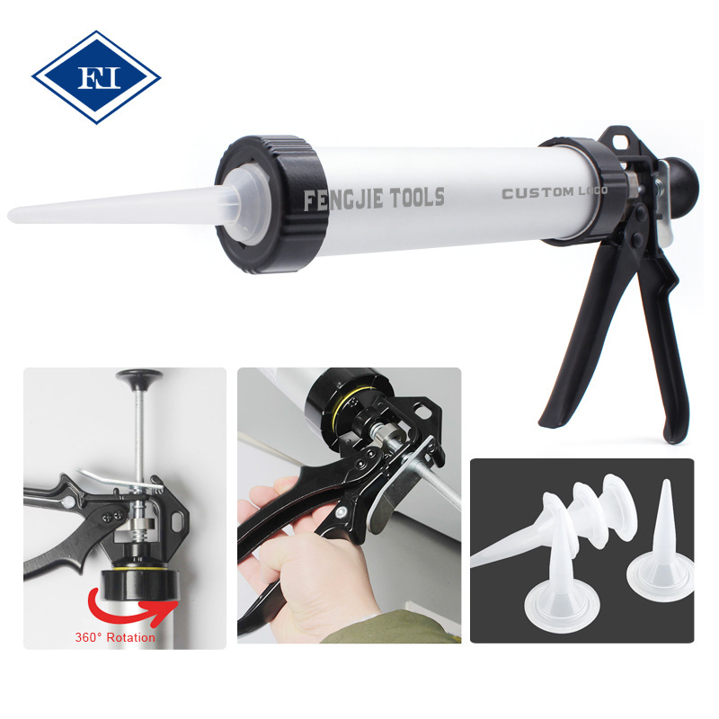 Professional Construction Tools Plastic Soft Glue Manual Skeleton Cordless Caulking Gun Aluminum Barrel Silicone Gun