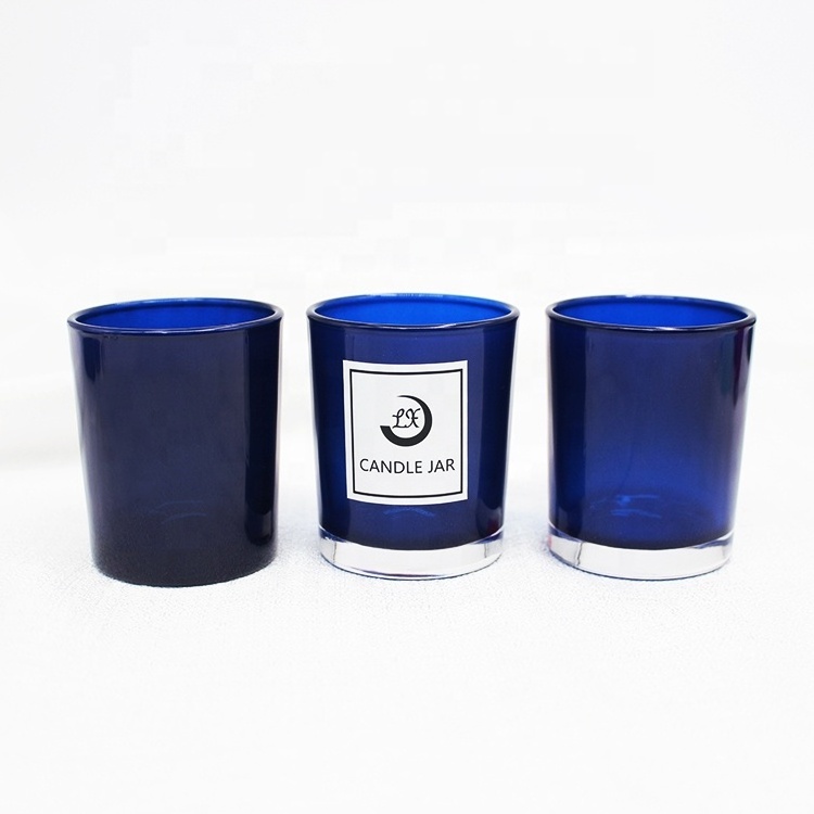 FENGJUN cheap custom Colorful glossy votive small black glass cylinder candle holders, lanterns and candle jars manufacturers