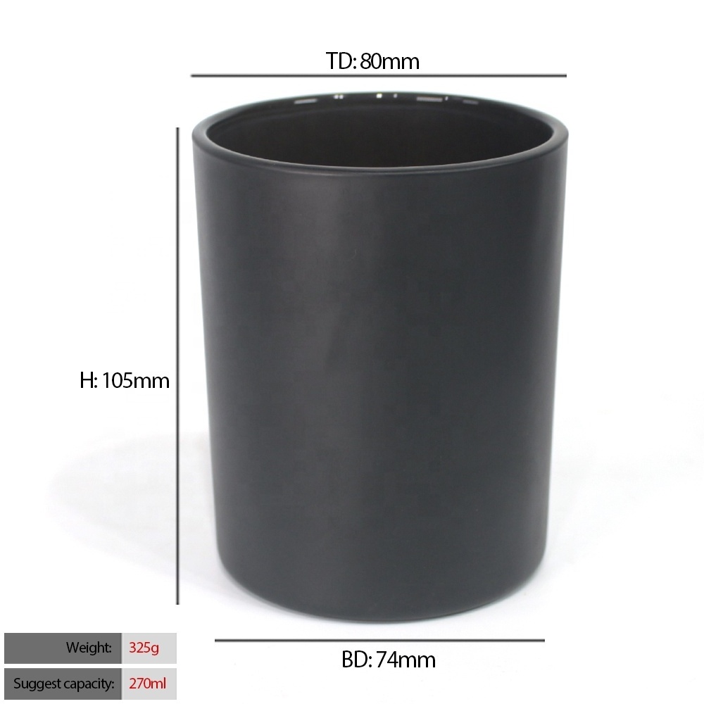 FENGJUN luxury empty custom black white frosted glass candles holders, lanterns and candle jars with lids for candle making