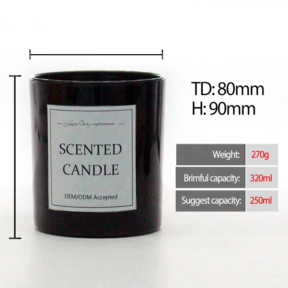 FENGJUN 10oz luxury custom white frosted empty scent candles holder glass candle jars with wooden lid