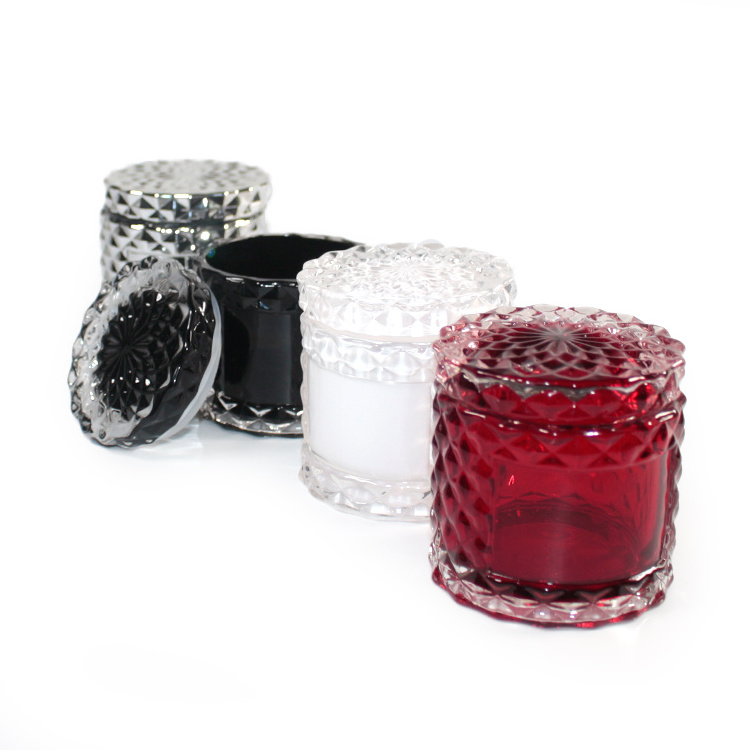 FengJun luxury wholesale colored glass candy jars with glass lids