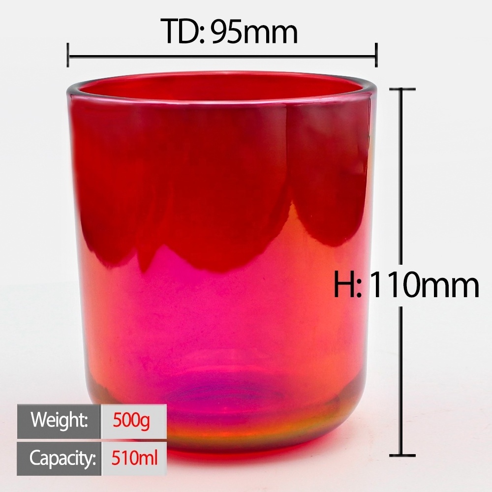 FENGJUN 16 oz 8oz electroplated glass holder vessels candle making empty candles jar luxury candle jars