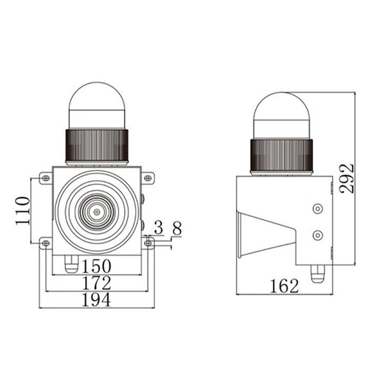 Sound and light integrated alarm IP65 waterproof inlet sound and light alarm AC220V