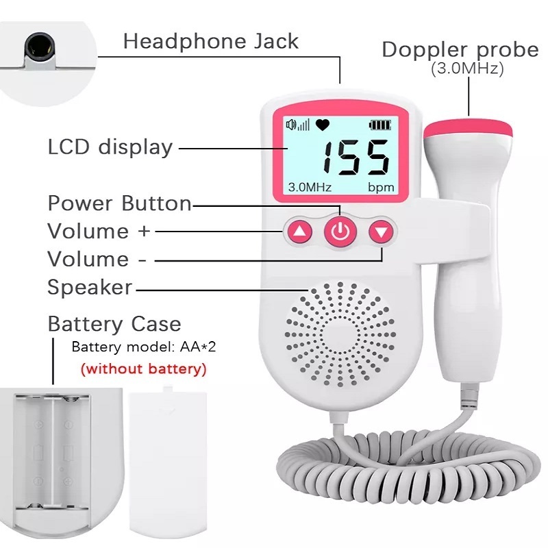 2023 best quality doppler baby - baby heart monitor - fetal doppler medical grade fetal doppler baby heart monitor for pregnancy