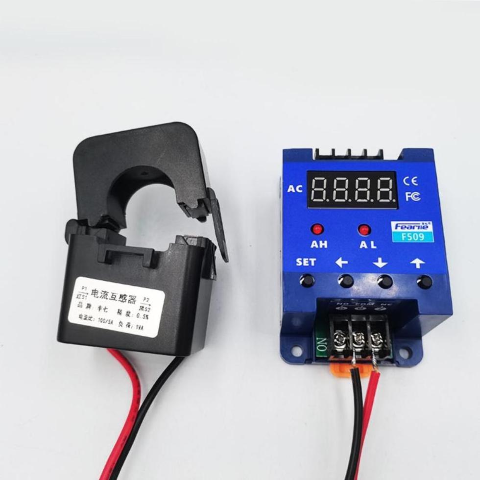 Digital Ammeter sensor Switch F509 AC 0-220V 200A Real-time Current Monitoring with Alarm Device Delay setting of AC switch