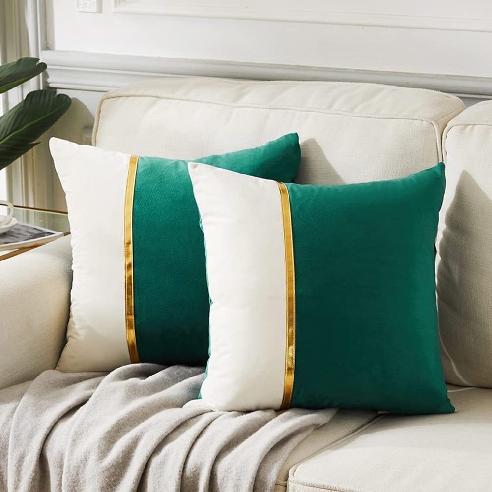 100% Polyester Gold Leather Patchwork Cushion Covers Wholesale Square Velvet Cushion Covers