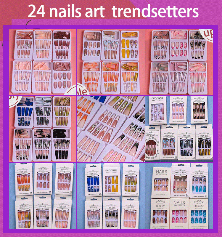 Wholesale Cute Kids Press On Nails Colorful Ready To Wear False Nails With Glue Pre-glued Fake Nails For Kids